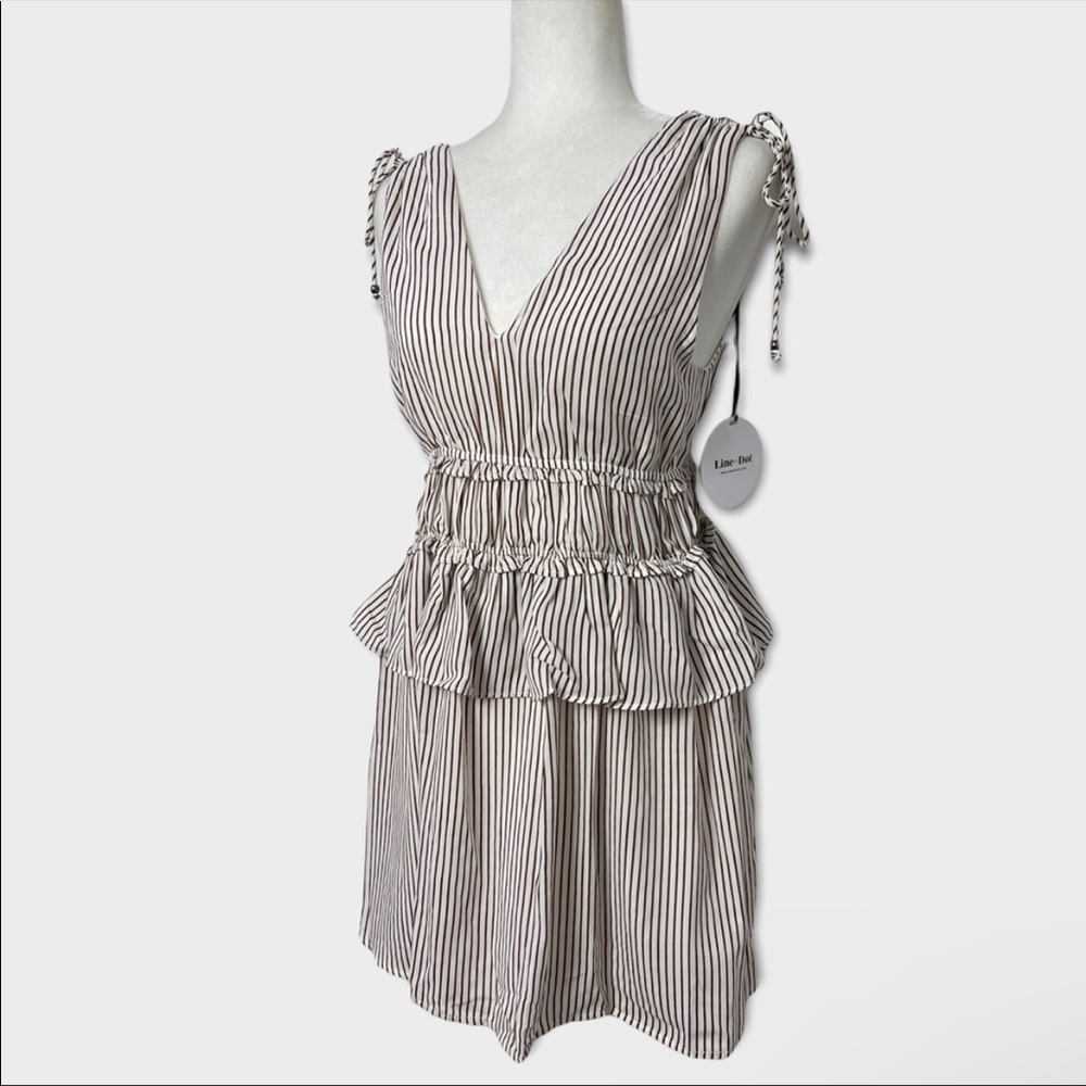 Line & Dot Striped Sleeveless Dress Size Small